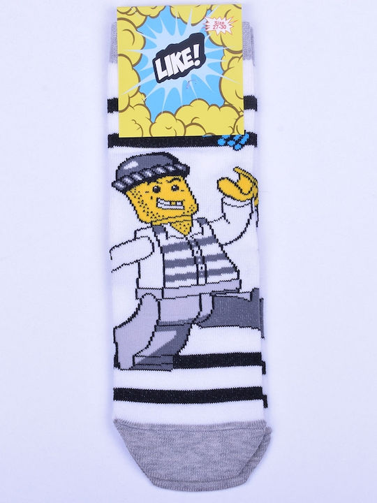 Like socks high with Lego designs 1 pair White