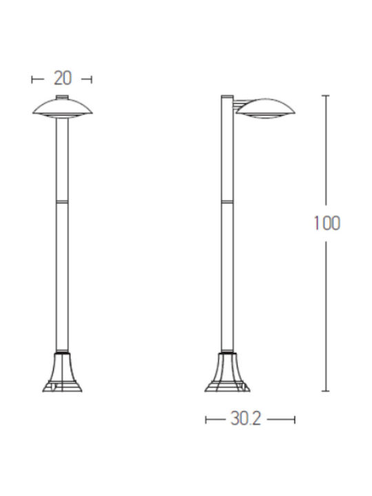 Zambelis Lights LED Outdoor Post Lamp 12W With Warm White Light IP54 Black
