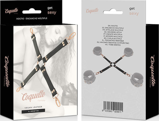 Coquette Fantasy Vegan Leather Hog Tie BDSM Accessory σε Μαύρο Χρώμα
