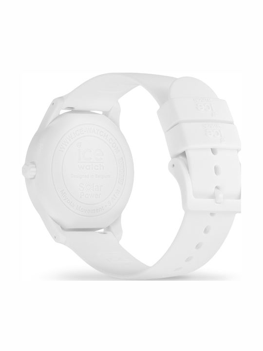 Ice Solar Power Women's Watch with White Rubber Strap