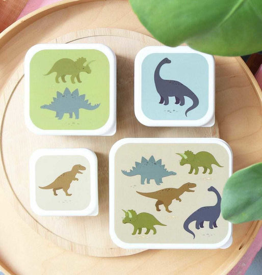 A Little Lovely Company Plastic Kids' Lunch Set Dinosaurs Multicolour