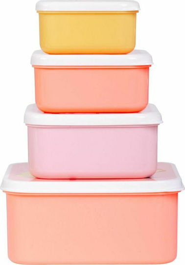 A Little Lovely Company Plastic Kids' Lunch Set Pink