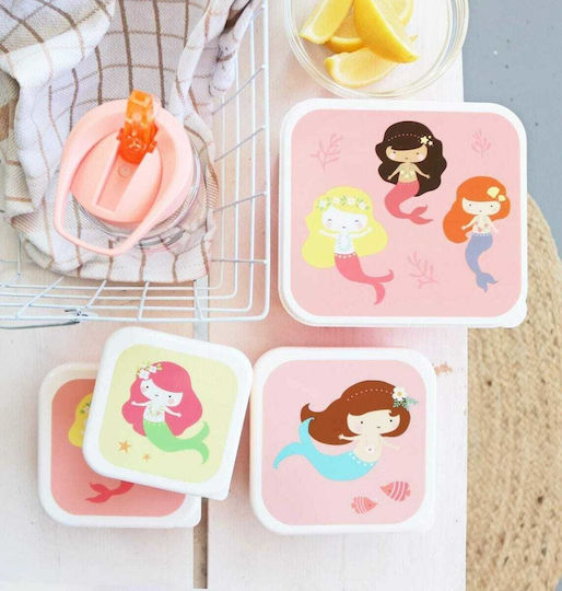A Little Lovely Company Plastic Kids' Lunch Set Pink