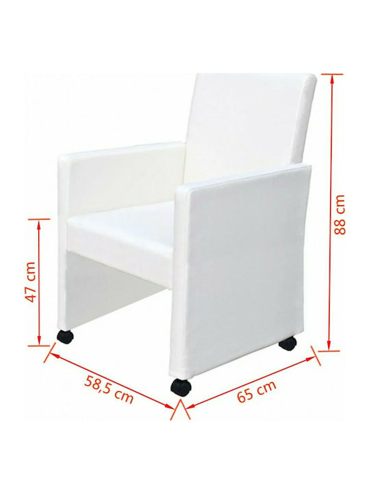 Dining Room Artificial Leather Armchair White 58.5x65x88cm 2pcs