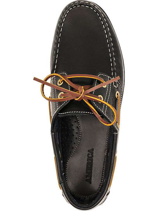 12142 Δερμάτινα Ανδρικά Boat Shoes σε Μπλε Χρώμα