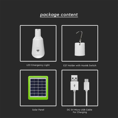 V-TAC Wiederaufladbar LED Solar Sicherheitsleuchte Weltkugel mit Lichtsensor