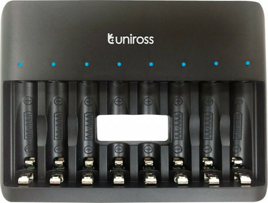 Uniross 8 Bay Rapid USB Φορτιστής 8 Μπαταριών Ni-MH Μεγέθους AA/AAA