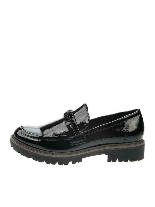 Marco Tozzi Patent Leather Women's Moccasins in Black Color