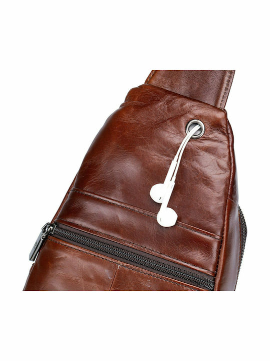 Leather Men's Bag Sling Brown