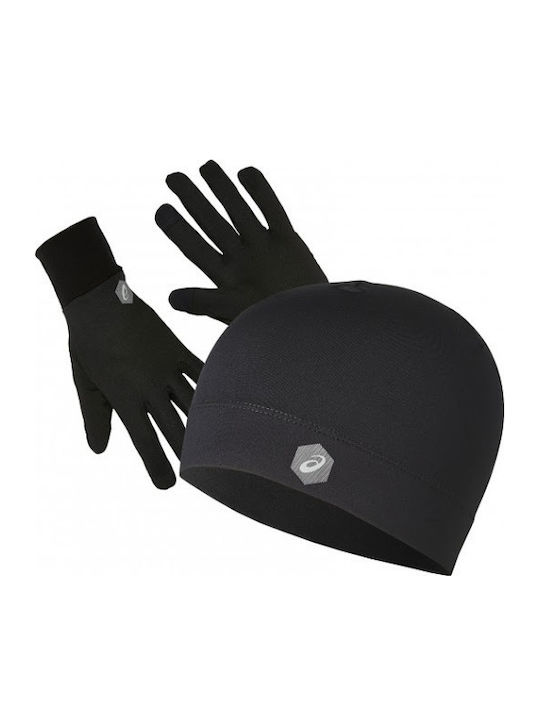 Running Pack Unisex Set with Beanie Knitted in Black color