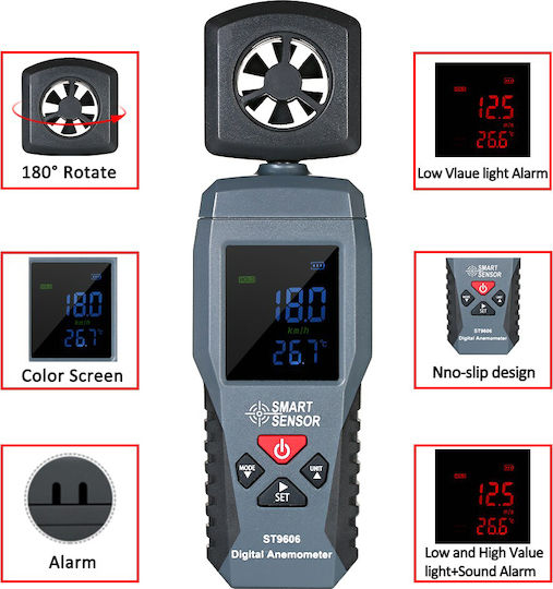 Smart Sensors ST9606 Wind Gauge with Sensor 0,3~30m/s