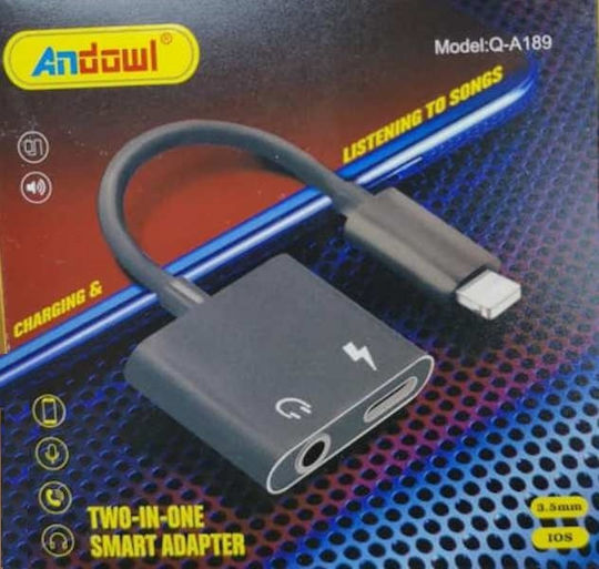 Andowl Q-A189 Converter Lightning male to 3.5mm / USB-C female 1pcs