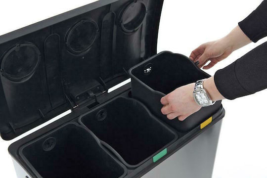 Eko E-Cube VB 926850 Waste Bin Recycling made of Stainless Steel with Pedal Silver 36lt 1pcs