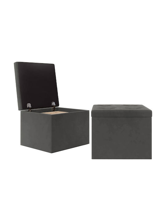 Stool Bench Stool With Storage Space Upholstered with Fabric Gray 50x50x46cm