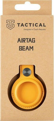 Tactical Beam Artifcial Leather Keychain Case for AirTag Yellow