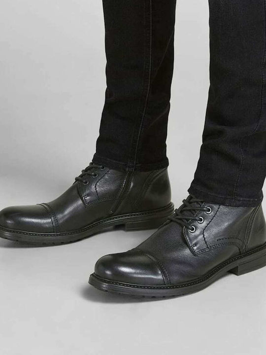 Leder Stiefel Anthracite Black