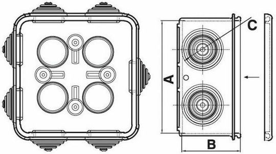 Kouvidis Condur Surface-Mounted Electrical Box Branching IP55 Ø16/20 in Gray Color 3005016