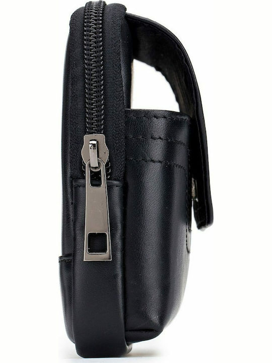 YB-0004 Men's Leather Belt Bag Black