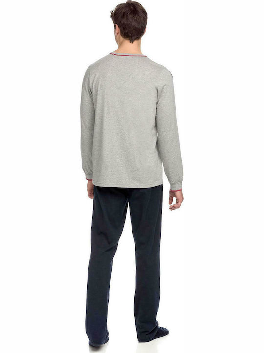 Vamp Men's Winter Cotton Pajamas Set Gray