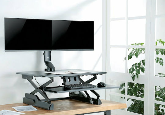 Maclean Energy MC-854 Stand Desk Mounted for 2 Monitors up to 27" with Arm
