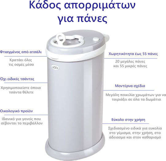 Ubbi Diaper Disposal Bin White 1pcs