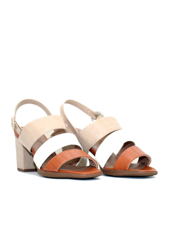 Piccadilly Anatomic Leather Women's Sandals Brown with Chunky Medium Heel