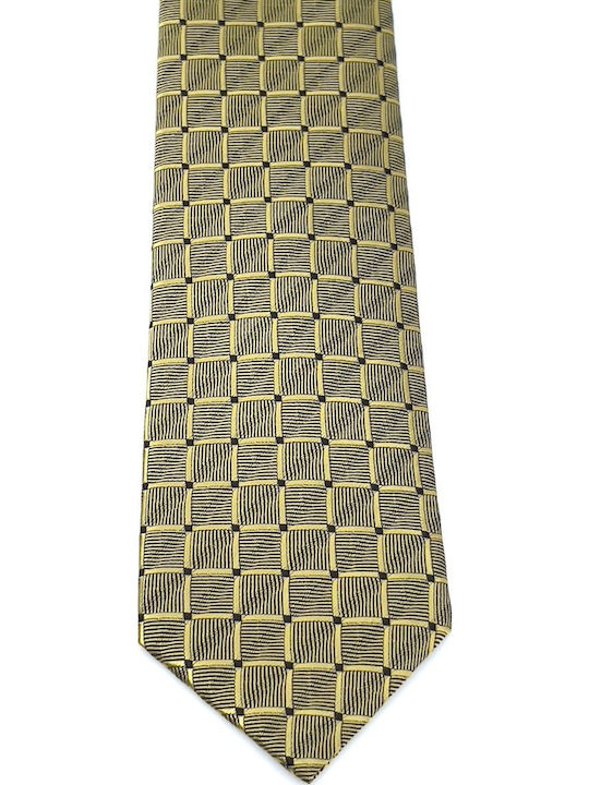Legend Accessories Σετ Ανδρικης Γραβάτας Συνθετική με Σχέδια σε Χρυσό Χρώμα