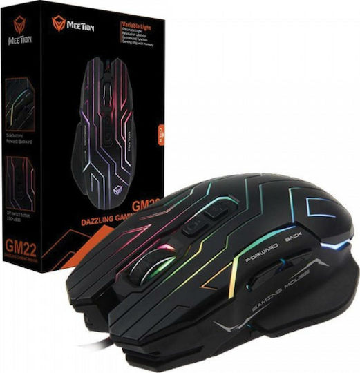 Meetion Dazzling GM22 RGB Gaming Ποντίκι 4800 DPI Μαύρο