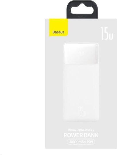 Baseus Bipow Power Bank 30000mAh 15W mit 2 USB-A Anschlüssen und USB-C Anschluss Stromlieferung Weiß