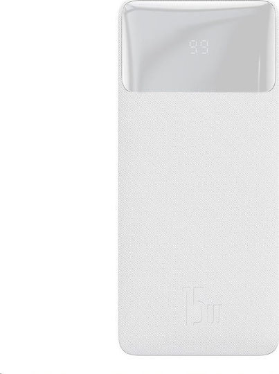 Baseus Bipow Power Bank 30000mAh 15W mit 2 USB-A Anschlüssen und USB-C Anschluss Stromlieferung Weiß