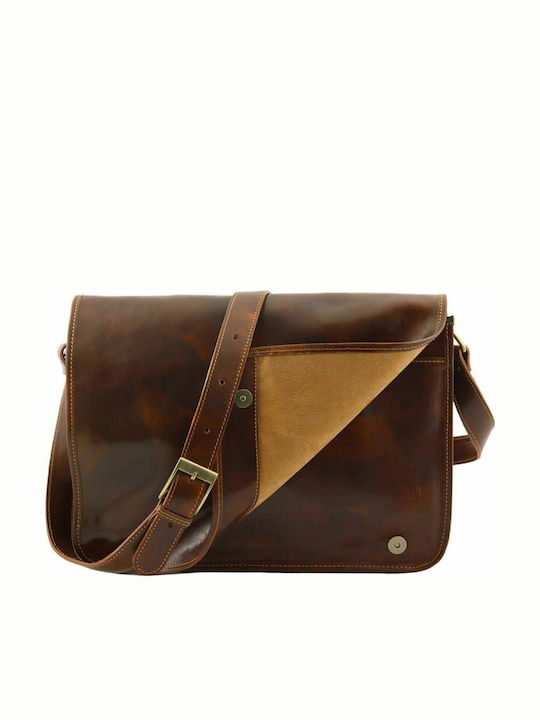 Messenger Double Leder Herrentasche Bote Braun