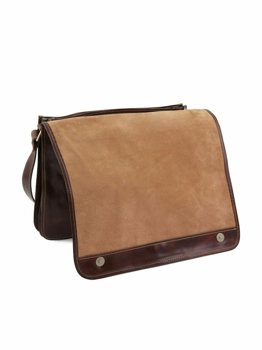 Messenger Double Leder Herrentasche Bote Braun