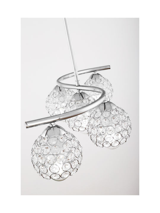 Klikareto Carolina Pendant Chandelier for 5 Bulbs E27 Silver