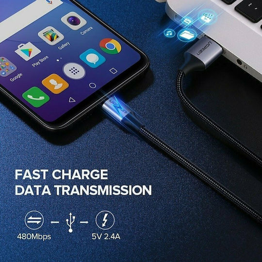 Ugreen Braided USB 2.0 to micro USB Cable Μαύρο 1.5m (60147)