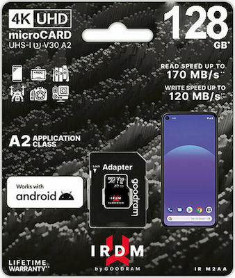 GoodRAM IRDM M2AA A2 microSDXC 128GB Clasa 10 U3 V30 A2 UHS-I cu adaptor