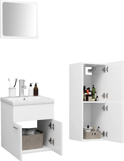 vidaXL Waschtisch mit Waschbecken, Spiegel & Säule L41xB38.5xH46cm Weiß