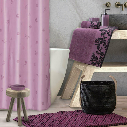 Nef-Nef Homeware Salvia Perdea de Baie Țesătură cu Inele 180x180cm Violet 029000