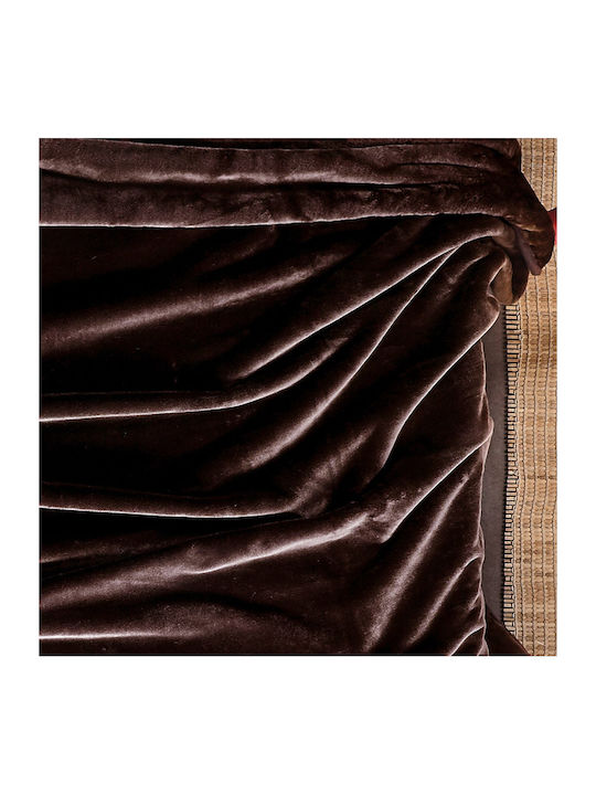 Kentia Notte Κουβέρτα Βελουτέ Ημίδιπλη 180x240εκ. Καφέ