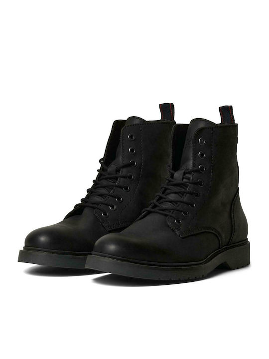 Jack & Jones Men's Leather Military Boots Anthracite