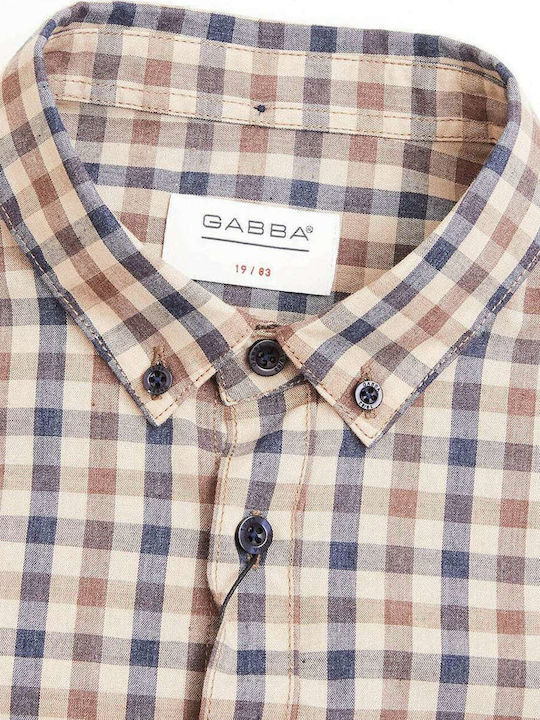 Gabba Men's Shirt Long Sleeve Checked Brown / Blue