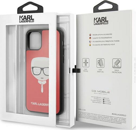 Karl Lagerfeld Iconic Glitter Karl`s Head Back Cover Plastic Red (iPhone 11 Pro Max)