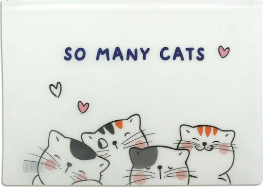 M&G Φάκελος Διαφανής με Φερμουάρ για Χαρτί A5 Cats
