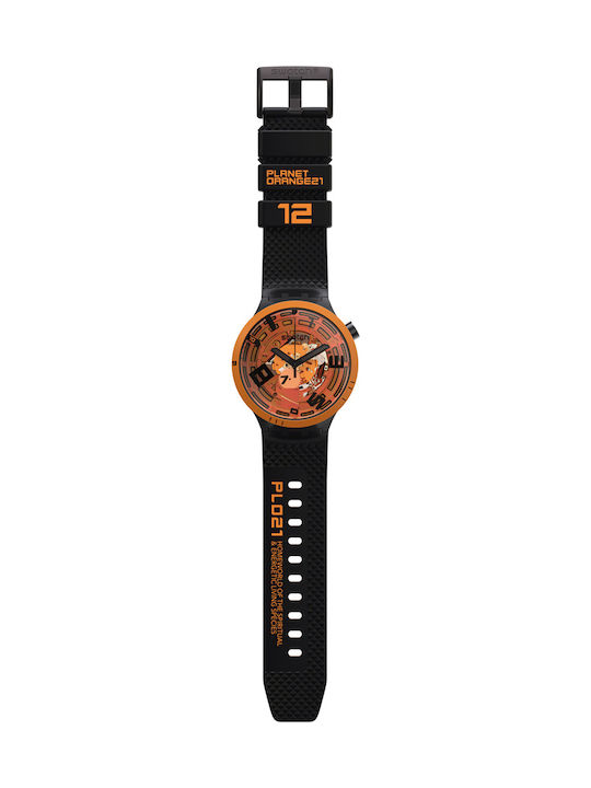 Swatch Bold Oops Γυναικείο Ρολόι 47mm Μπαταρίας με Μαύρο Καουτσούκ Λουράκι