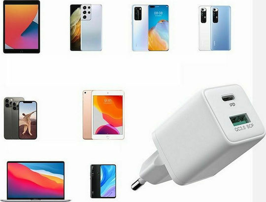 Joyroom Wireless Charger With USB-A Output Port And USB-C Output Port 30W Power Delivery Quick Charge 3.0 White L-QP303