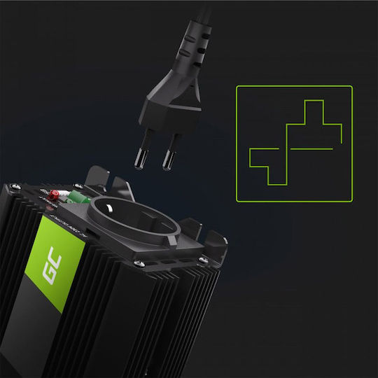Green Cell Inverter Αυτοκινήτου Pro Green 300W/600W για Μετατροπή 12V DC σε 230V AC με 1xUSB