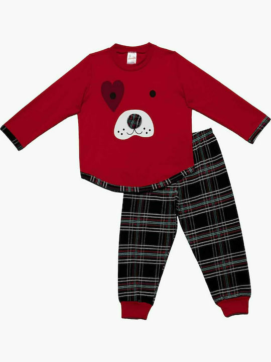 Minerva Set Top & Bottom Kids Winter Cotton Pyjamas Red