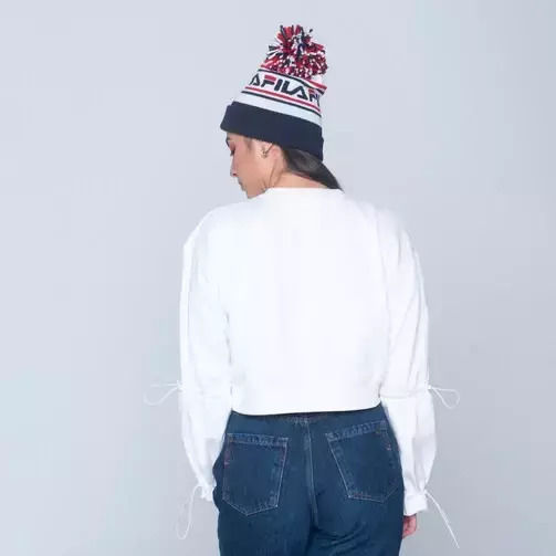 Pom Pom Beanie Γυναικείος Σκούφος Πλεκτός σε Λευκό χρώμα