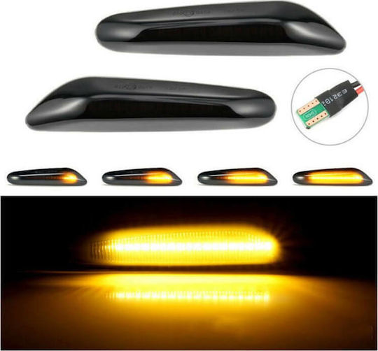 Тъмно Тонирани LED Flash БМВ Серия 1 E81 / E82 / E87 / E88 / X3 E83 / F10 Look Led Dynamic Гланцирано Черно Тъмно Тонирани 2 Бройки