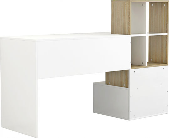 Schreibtisch Syndya Holz mit Bücherregal White / Sonoma 149x48x105cm