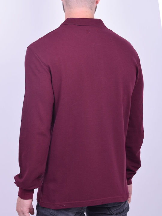 Paco & Co 202563 Men's Long Sleeve Blouse Polo Burgundy